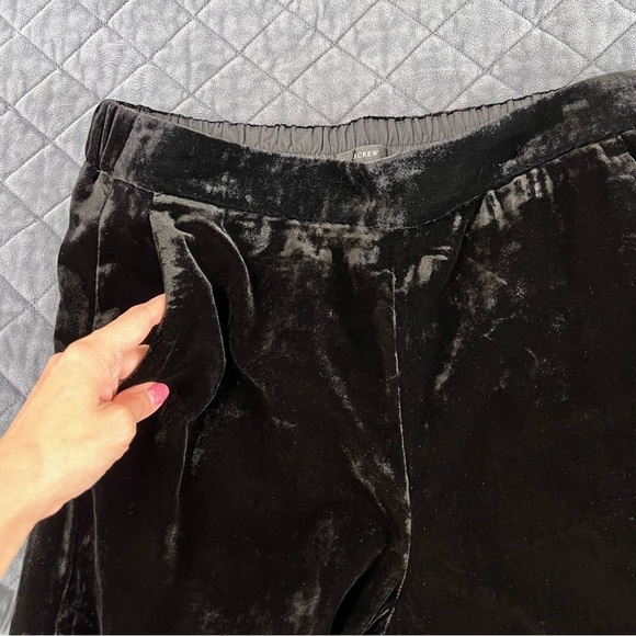 J. Crew Pants Women 8 Velvet Pull On Black High Rise Ankle Straight B28 - Picture 4 of 9